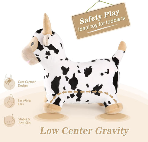 INPANY Bouncy Cow Farm Animal Hopper Toys, Inflatable Jumping Bull for 2-4 Year Olds, Indoor Outdoor Gifts