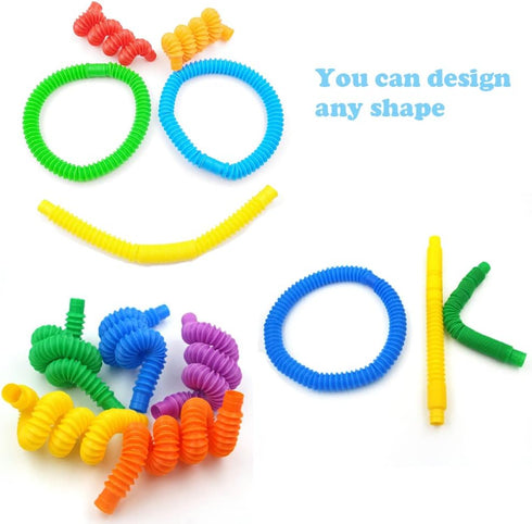32Pack Pop Tubes - Fidget Tubes for Children and Adults - Sensory Fidget Toy Set for Stress Relief