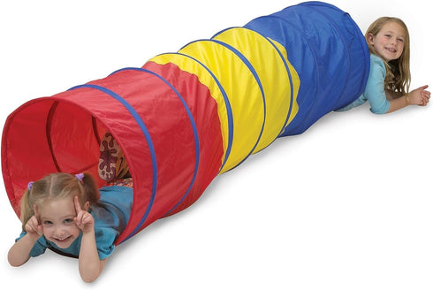 Pacific Play Tents Kids Find Me Multi Color 6 Foot Crawl Tunnel - Red, Yellow & Blue, 6'L x 19"T