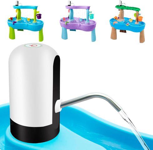 Water Table Pump - Battery Powered Outdoor Pump for Kids - 3 Hours of Non-Stop Fun for Water Table, White