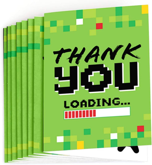 Big Dot of Happiness Game Zone - Pixel Video Game Party or Birthday Party Thank You Cards (8 count)