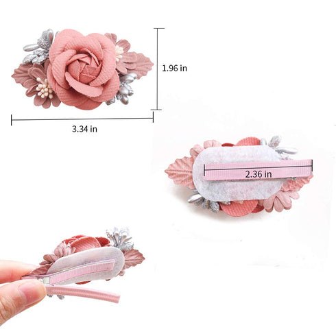 Cherrboll Flower Hair Clips Set, 3pcs Floral Hair Bow Accessories for Baby Girl, Toddler, Teen Gifts.