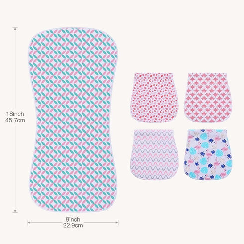 Gelisite 6 Pack (Pink02) Cotton Baby Burp Cloths Extra Absorbent Soft for Baby Boys and Girls