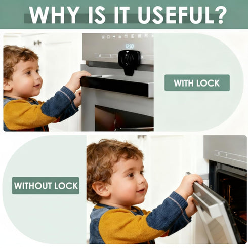 ZENTIVOR 2-Pack Oven Lock Child Safety - Oven Baby Proofing Door Lock with Heat-Resistant Adhesive, No Drill - Safety