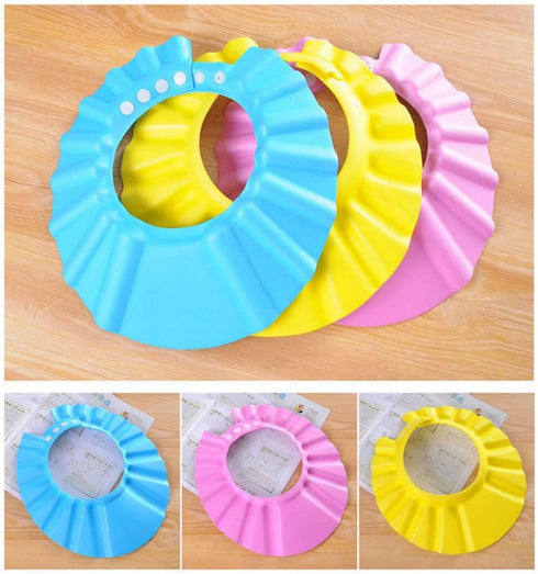 Lcarege 3PCS Baby Bath Soft Cap Adjustable Soft Bath Cap Shampoo Protection Products for Baby Kids Child Shower