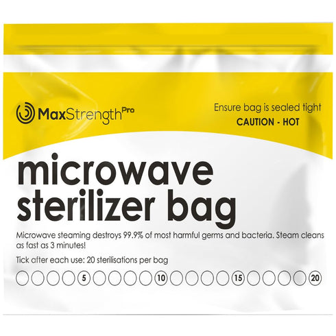 Max Strength Pro Microwave Steam Sterilizer Bags 20pc for Baby Bottles, Soothers,