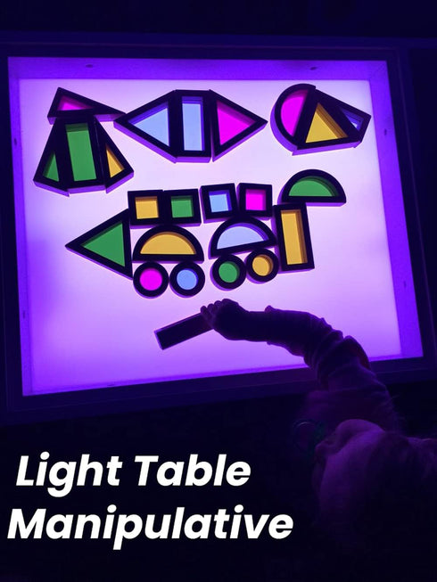 BOHS Rainbow Sensory Blocks (24 pcs) - Wooden Toddler Toys for Light Table/Sunny Window Play
