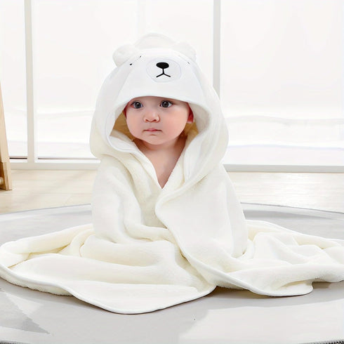 Generic 31.5 31.5 inches, Hooded Baby Bath Towel, Soft White Polar Bear Design, x Quick-Dry Absorbent with Lint Roller