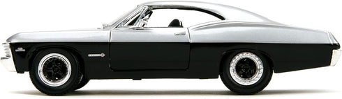 1:24 1967 Jada Toys Bigtime Muscle Chevrolet Impala SS Opening Doors, Hood, Trunk, Rubber Tires(Candy Silver/Black)