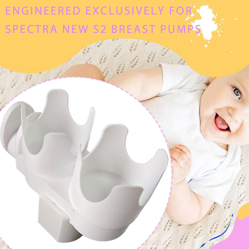 DMERHAC S2 Breast Pump Bottle & Hose Holder for Spectra New (Section)- Dual Bottle Organizer with Hose Wrap Arm