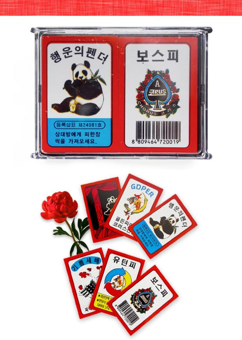 Lucky Panda Hwatu Card Set, Korean Flower Battle Traditional Card Game for Go or Stop/Godori