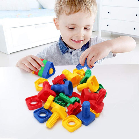 LotFancy Nuts and Bolts - 24pcs Fine Motor Skills Occupational Therapy Toys for Kids with Storage Box