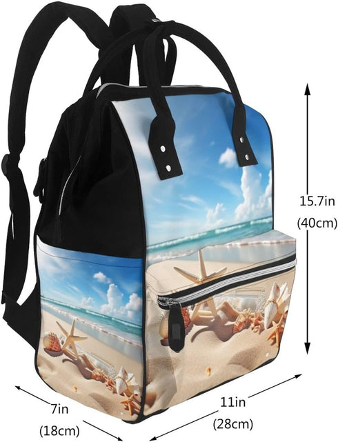 HCBPWVQA Backpack Daypacks Backpack Mommy Pretty Beach and Seashell Diaper Bag with Changing Pad and Pacifier Holder