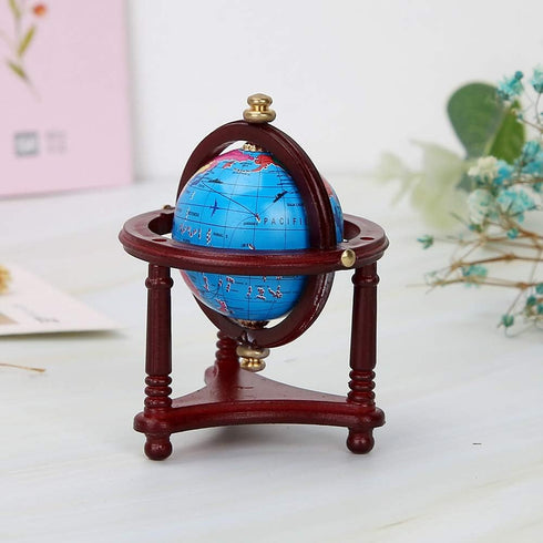 Dollhouse Mini Globe Decoration, Exquisite Appearance, Safe Rotatable for 1/12 Scale Doll (Mahogany)