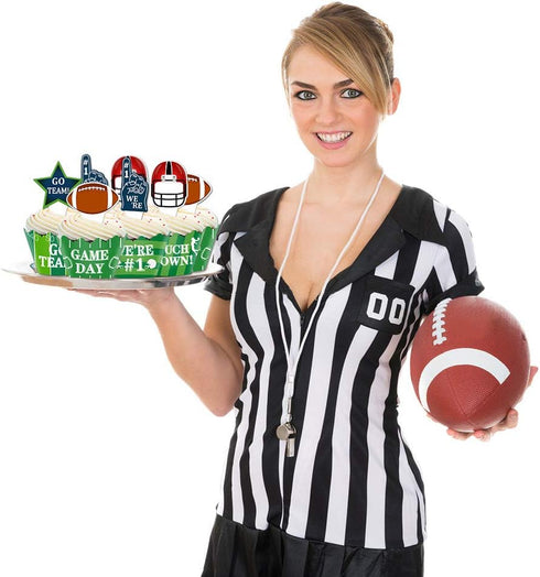 48pcs Football Cupcake Topper Wrapper Party Supplies for Sports Game Day SUPER BOWL Sunday