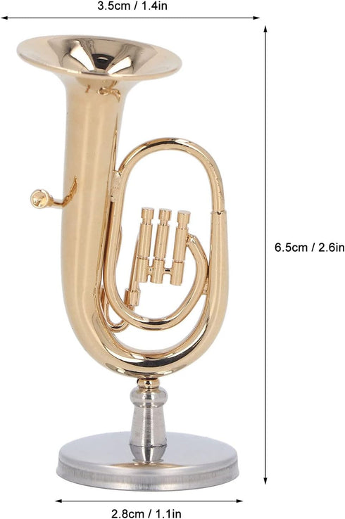 Dollhouse Musical Instruments Miniature Brass Euphonium, Tiny Accessory for Mini Music Room