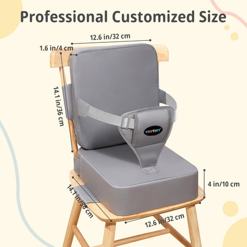 Toddler Booster Seat for Kitchen Chair with Removable Backrest & Adjustable Straps, PU Portable Waterproof & Non-Slip