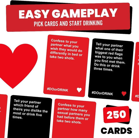 Do or Drink Date Night - Fun Couples Games for Adults with 250 Cards, Great Gift Ideas for Couples
