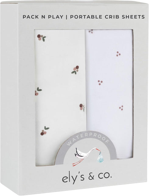 Ely's & Co. Patent Pending Waterproof Pack and Play Sheets, 100% Cotton