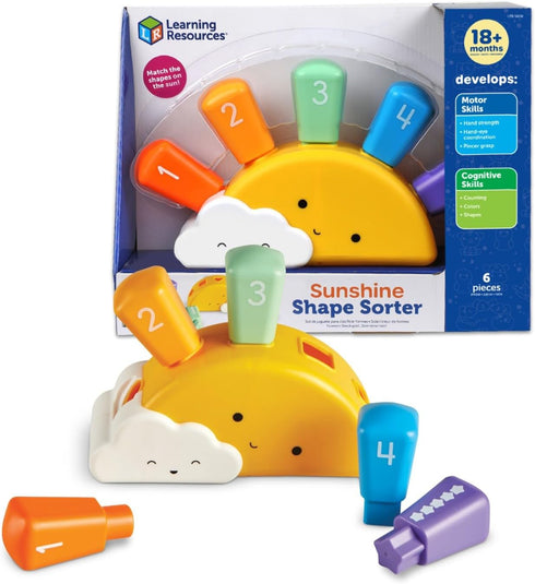 Learning Resources Sunshine Shape Sorter, Fine Motor Skills, Numbers Matching Skills Activities,