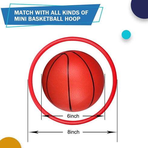 Amarlozn 6" Toddler Mini Basketball for Basketball Hoop, Small Inflatable Replacement Balls, 3 PCS Rainbow