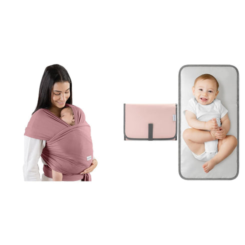 Baby Wrap Carrier and Changing Pad Compact Size Bundled by Comfy Cubs