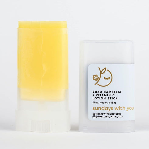 Sundays With You Vitamin C Yuzu Solid Lotion Stick - Camellia Oil Moisturizer - TSA Travel Friendly Lotion