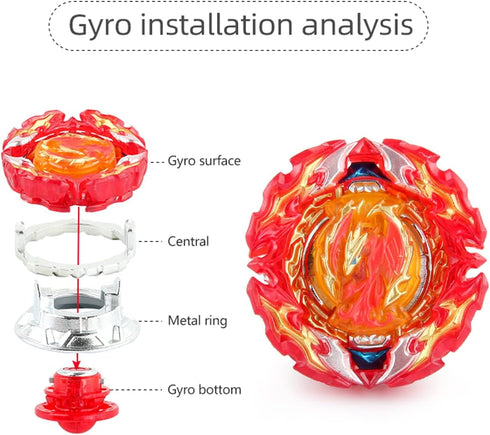 Battling Tops Burst DB B-191 Prominence Phoenix with Right/Left Spin Bey Blades Launcher, Gaming Top Spinning Toy Gift