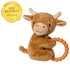 6-Inches, Mary Meyer Soft Baby Rattle with Soothing Teether Ring, Hetty Highland Cow