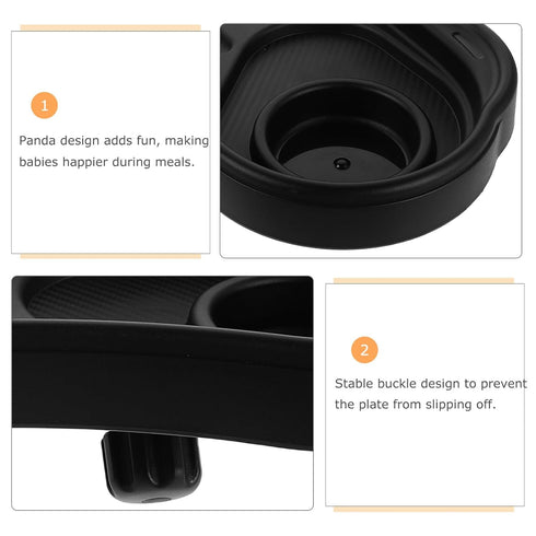 Universal Stroller Snack Tray with Cup Holder, Panda-Shaped Plastic Stroller Tray Accessory for Travel and Daily