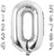 40 Inch Large Silver Number 0 Balloon, Jumbo Mylar Foil Helium Balloon for Birthday Party and Celebration Decorations