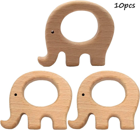 Natural Wooden Elephant Pendant, Pure Beech Wood Animal Shape for Handmade Necklace/Bracelet