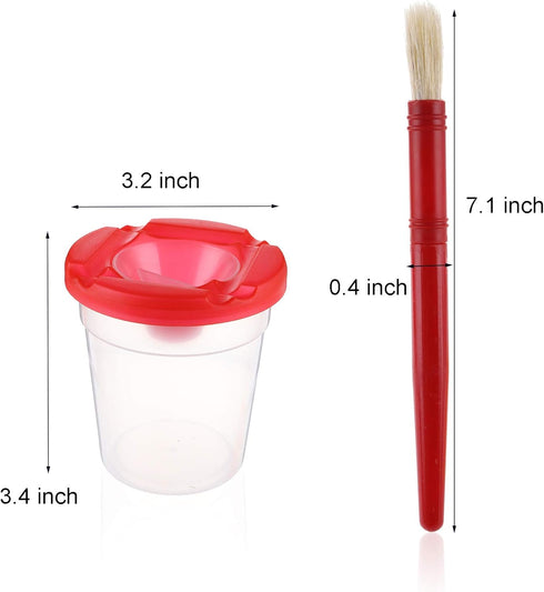 Yarlung Set of 20 Spill-Proof Paint Cups with Paint Brushes and Lids, Kids Painting Tools Hog Bristle Brushes for Watercolor, Tempera, Washable, Acrylic, Crafts, 10 Colors Matched by yarlung