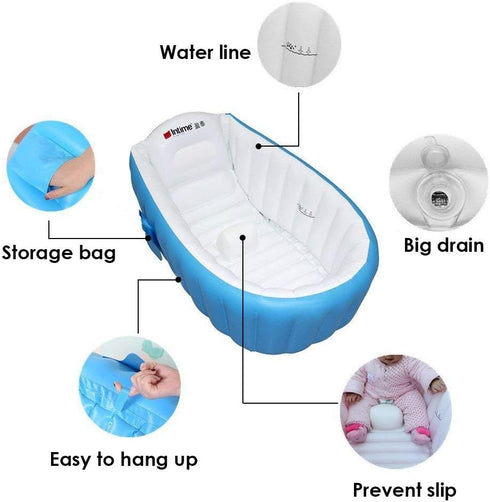 Locisne Swimming 0-3 Baby Inflatable Bathtub Children No-Slippery Pool Foldable Travel Air Shower Basin Seat Baths Big