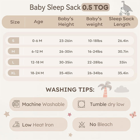 12-18 3 Pack 100% 0.5 2-Way Unnivoll Baby Sleep Sack Months Cotton Lightweight TOG Wearable Blanket Baby Sleep Bag
