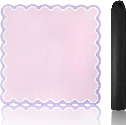 TIASUSAN Pink Mahjong Mat (31.5 x 31.5) with Black Carrying Bag, Anti-Slip,