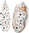 Cute Cow Print Swaddle Blanket Hat Set for Boys Girls, Soft Newborn Sleeping Sack Receiving Blanket Shower Gift