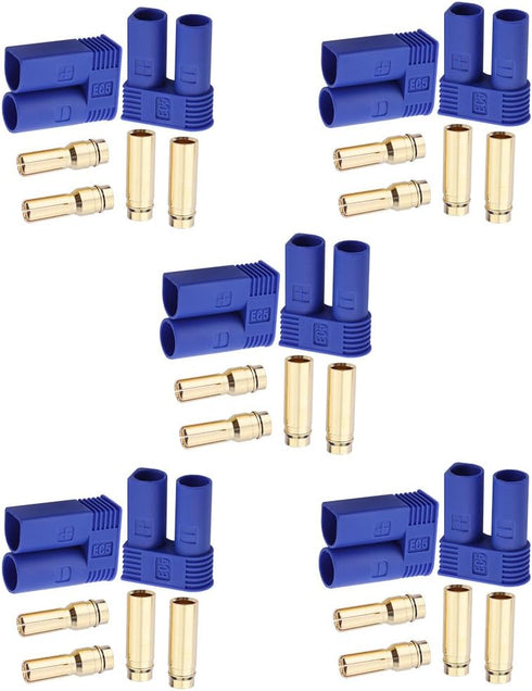 Hobbypark 5 Pairs EC5 Banana Plug Connectors - Female Male 5.0mm Gold Bullet Connector for RC Devices