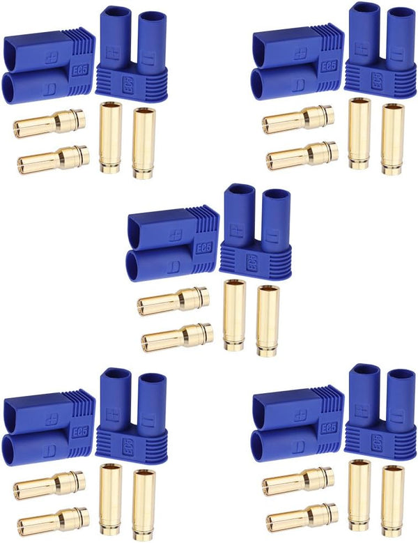 Hobbypark 5 Pairs EC5 Banana Plug Connectors - Female Male 5.0mm Gold Bullet Connector for RC Devices
