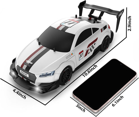 1/16 2.4Ghz 4WD 30+KM/H 2Pcs RC Drift Car Scale Remote Control Car With Spray & Led Lights, High Speed RC Drag Car