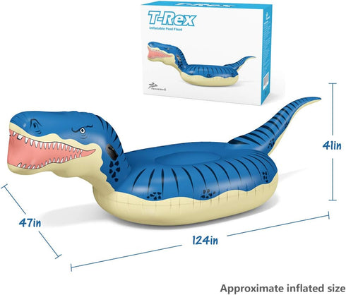 Jasonwell Inflatable Dinosaur Swimming Pool Float for Kids, 124'' Giant Tyrannosaurus Rex Floatie for Summer Beach Party