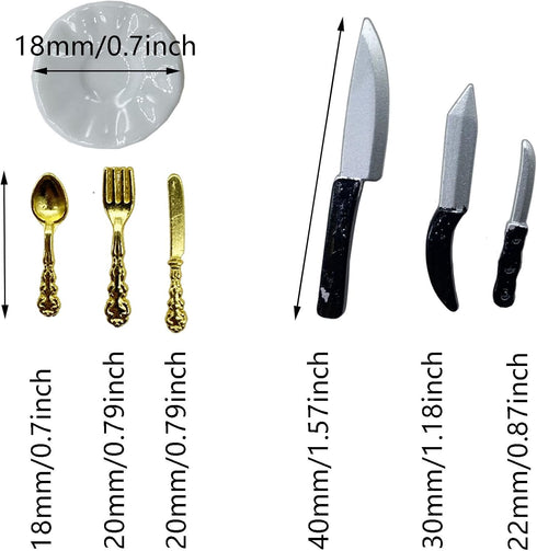 Cayway Miniature Kitchen Accessories Miniature Cookware Accessories Mini Food Accessory Mini Pot Dish Knife Fork