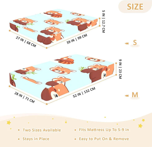 CZXW 52" 28" Red Panda Cartoon Crib Sheets Fitted x Natural Cotton Soft & Breathable for Baby Crib Mattress
