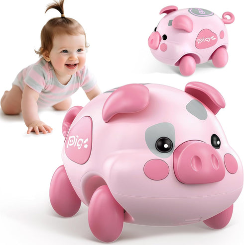 OCHIDO Baby Toy 6-12 Months, Musical Piggy Crawling Infant Toys with Light,