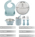 6-in-1 Set PandaEar Stainless Steel Baby Feeding | Divided Suction Plate, Bowl, Sippy Cup with Straw, Bib, Spoon & Fork