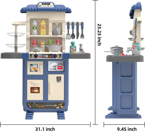 Playset 3-5 40+ Set 4-8, Doloowee Kids Kitchen - Kitchen Toy for Toddlers with Accessories, Toy Kitchen for Kids Ages