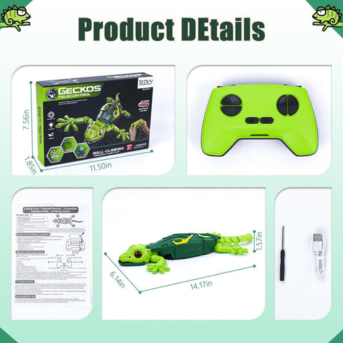 BEEBOY 3 4 5 6 7 8 9 10+ Wall Climbing Gecko,Remote Control Robot Toys for Boys Girls,Wall Crawler Lizard Toy,Wall