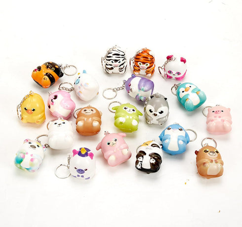 20 Packs Animal Squishies Toys Keychains Set, Mini Stress Relief Squeeze Toys for Kids Birthday Gifts