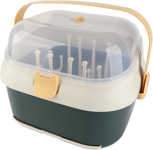 Greensen Baby Bottle Storage Box, Plastic Drying Rack with Space-Saving Design for Nursery & Kitchen Organization