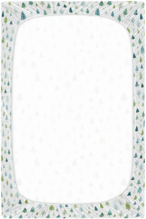 Sheet,52x28IN Pfrewn Christmas Crib Sheets for Boys Girls Green Rustic Fir Trees Fitted Crib Sheet Fits Standard Crib